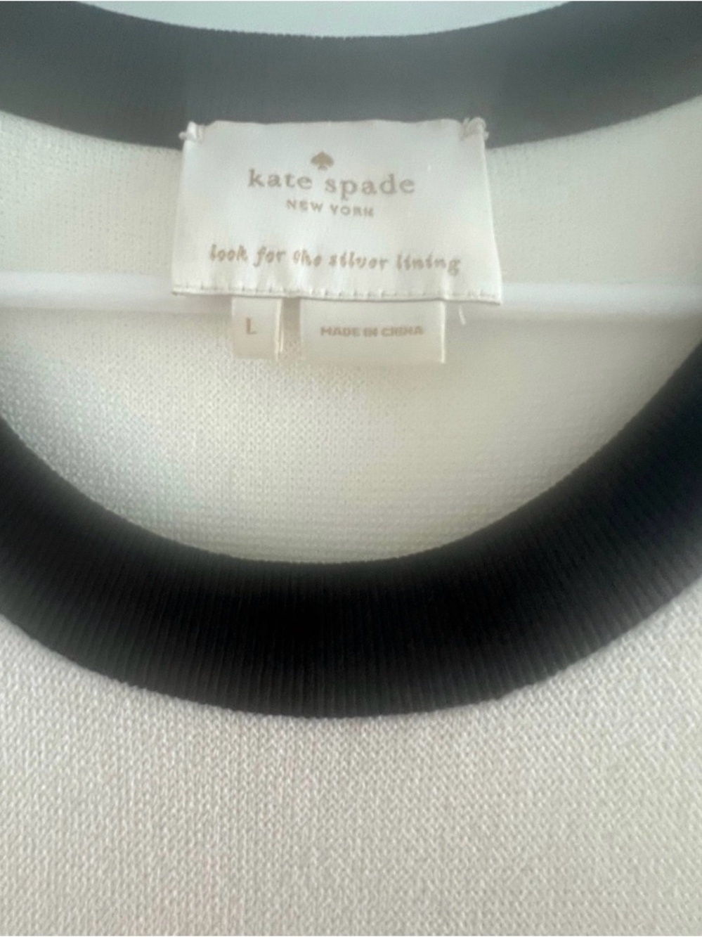 kate spade Black and White Ribbed Crewneck Top - Picture 2 of 4